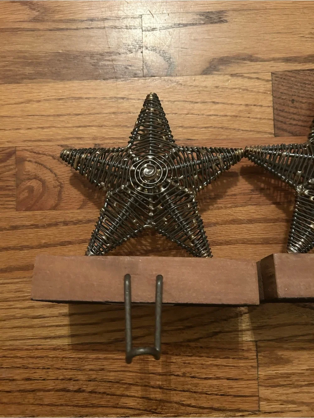 Crate & Barrel Holiday/Christmas/Xmas Metal Star Stocking Hangers W/ Wood Base